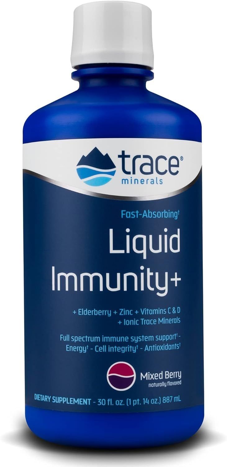 Trace Minerals Immunity Plus - Daily Liquid Supplement for Antioxidant Support - Immunity Support Supplement with Elderberry Zinc - Ionic Trace Mineral Formula - Mixed Berry, 30 fl oz (30 Servings)