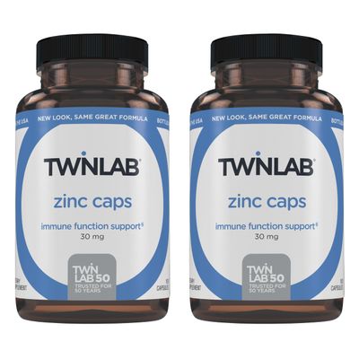Twinlab Zinc Caps - Immune Support Supplement - Zinc Picolinate Zinc Gluconate - Pure Zinc Supplement for Immune Defense, Healthy Skin, DNA Synthesis, Metabolism and Growth - 30mg, 100 Caps - 2 Pack