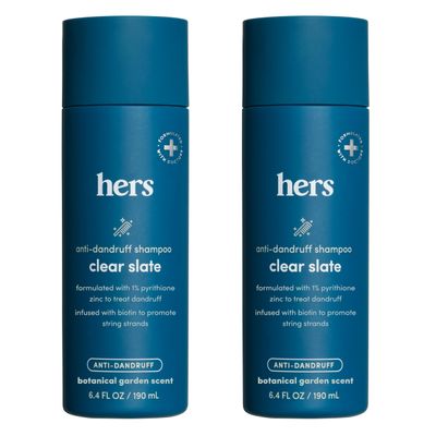 hers Clear Slate Anti Dandruff Shampoo, 2 Pack - Pyrithione Zinc 1 Shampoo with Biotin - For Dry, Itchy Scalp - Paraben Free and Sulfate Free - Botanical Garden - 2 x 6.4 fl oz