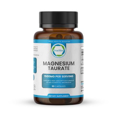 Natural Magnesium Taurate Supplement 1500 mg with 90 Capsules - 30 Days Supply for Sleep Support, Heart Health, Relaxation, Blood Pressure Balance, and Energy Boost
