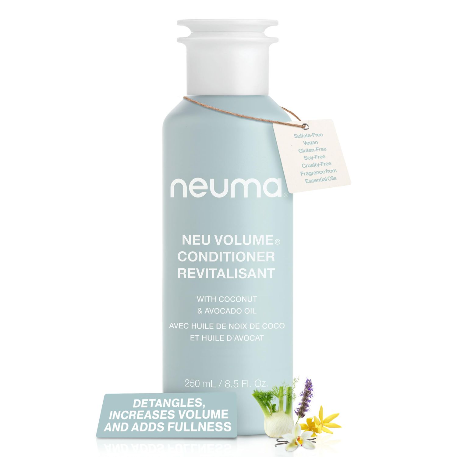 NEUMA Neu Volume Conditioner 8.5 Fl. Oz. Fennel, Ylang Ylang, Patchouli, and Vanilla Scent, Moisturizing Conditioner Sulfate Free Paraben Free