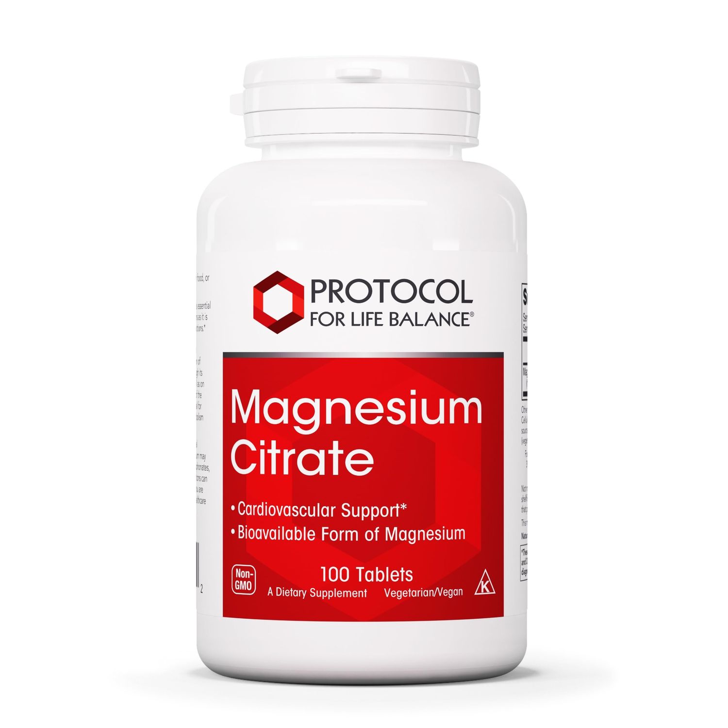 PROTOCOL FOR LIFE BALANCE Magnesium Citrate 400mg - Support Heart Health Bone Formation - Bioavailable Dietary Supplement - Vegan, Kosher Halal - 100 Tabs