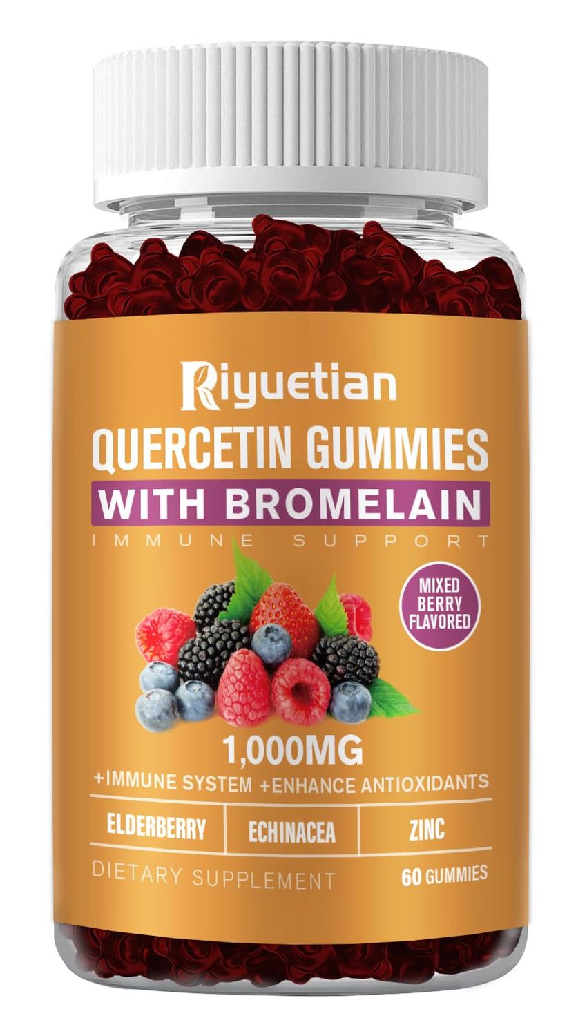 Riyuetian Quercetin - Quercetin with Bromelain, Zinc Vitamin C - Quercetin 1000mg Supplement for Immune System Support - Pure Quercetin for Kids and Adults - Non-GMO 60 Count Quercetin