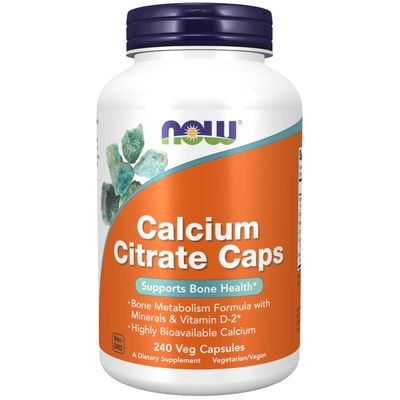NOW Foods Supplements, Calcium Citrate with Vitamin D, Magnesium, Zinc, Copper, and Manganese, 240 Veg Capsules