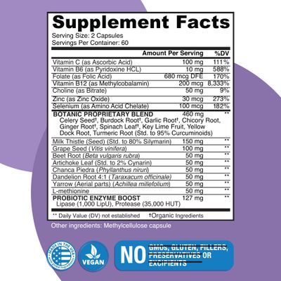 Naticura Liver Cleanse Plant-Based Formula - Vegan Full-Spectrum Supplement with Milk Thistle, Vitamin C and Zinc for Liver Function and Immune Support - 120 Capsules - No Fillers or GMO