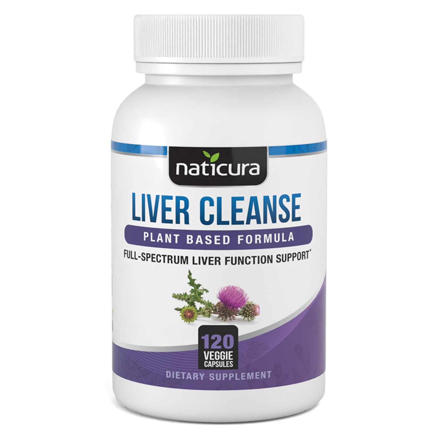 Naticura Liver Cleanse Plant-Based Formula - Vegan Full-Spectrum Supplement with Milk Thistle, Vitamin C and Zinc for Liver Function and Immune Support - 120 Capsules - No Fillers or GMO