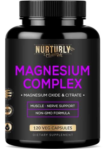 Magnesium Citrate Oxide 500mg Complex Supplement - High Absorption Maximum Strength - Helps Support Bone Density and Strength, Muscles, Energy and Sleep - 120 Vegan Capsules