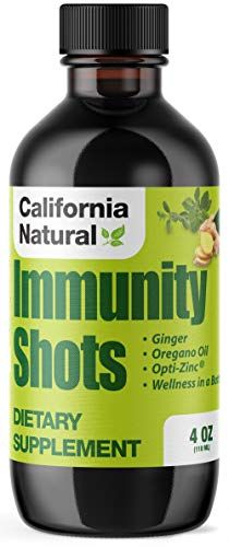California Natural Immunity Shots 4oz Bottle Opti-Zinc, Organic Ginger Root, Oregano Oil - Potent Pure Immune System Booster - Immune System Support - 4oz