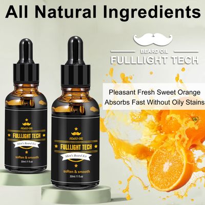 FULLLIGHT TECH 2 Pack Beard Oil for Men Growth 100 Natural Argan Oil,Jojoba Oil Leave in Conditioner Softener for Mustache Grooming Moisturizing