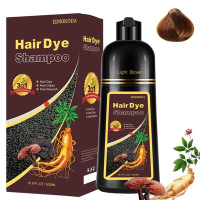 Light Brown Shampoo Para Pintar el Cabello - Instant Hair Dye Shampoo 3 in 1 Refresh Hair Color, Herbal Shampoo Hair Dye for Women Men, Easy to Use Long Lasting Hair Color Shampoo 16.90 oz