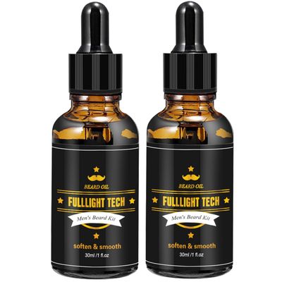FULLLIGHT TECH 2 Pack Beard Oil for Men Growth 100 Natural Argan Oil,Jojoba Oil Leave in Conditioner Softener for Mustache Grooming Moisturizing