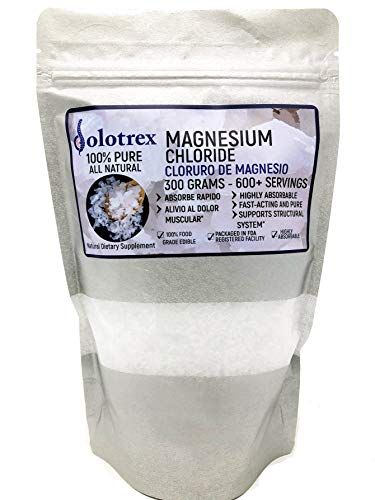 Dolotrex Cloruro de Magnesio 100 Pure Magnesium Chloride Food Grade 300 Grams Edible Magnesium Highly Absorbable for Daily use as Supplement or Magnesium Oil up to 600 Servings 10.58 Oz