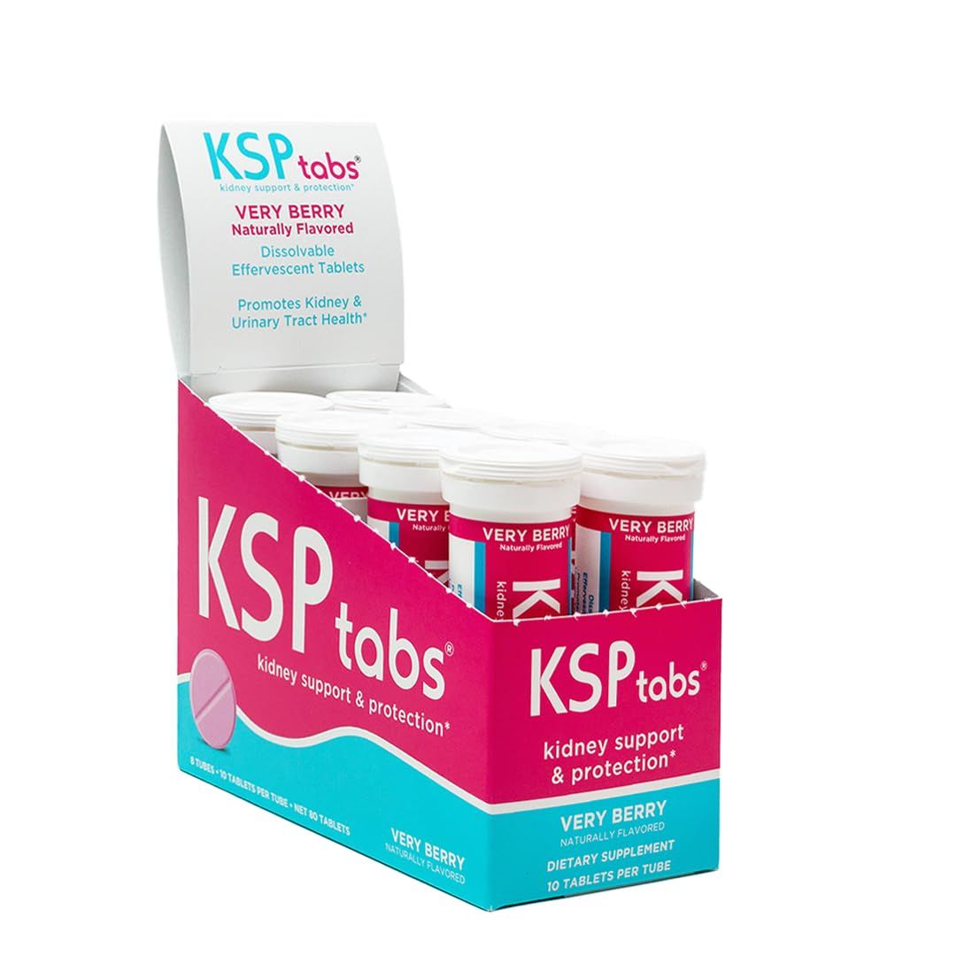 KSPtabs Very Berry All Natural Hydration Kidney Health Supplement to Combat Calcium Oxalate Crystal Formation, 80 Tablets