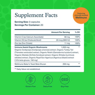 Youtheory Immune Daily Wellness - Vegetarian Immune Support Supplement with Vitamin C, Vitamin D3 Zinc - Mushroom Supplement with Turkey Tail, Cordyceps Reishi - 60 Vegetarian Caps