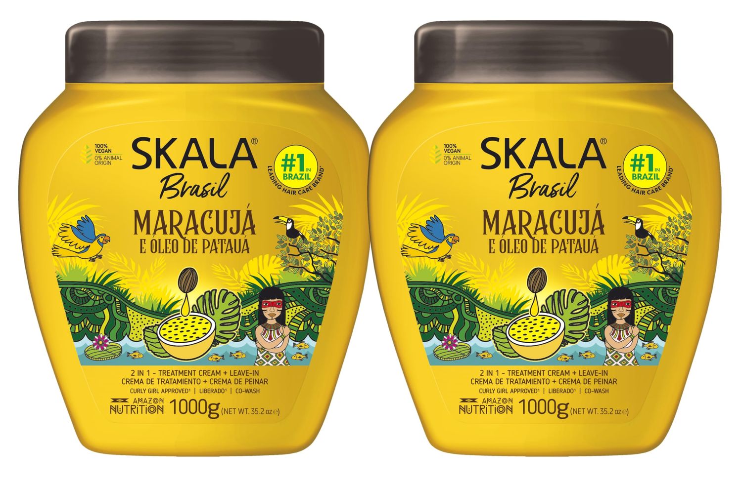 Skala Maracuja Passion Fruit, 2 Pack (1000g each) - Vegan, Cruelty-Free, Silicone, Sulfate Paraben Free - Brazilian Moisturizing Nourishing Formula for Curls