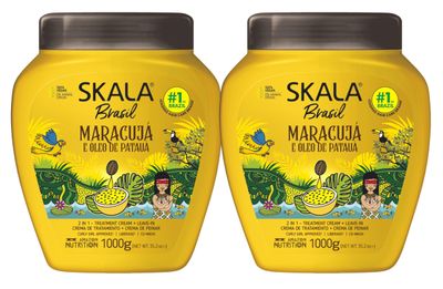 Skala Maracuja Passion Fruit, 2 Pack (1000g each) - Vegan, Cruelty-Free, Silicone, Sulfate Paraben Free - Brazilian Moisturizing Nourishing Formula for Curls
