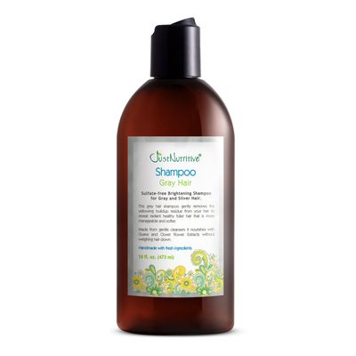 Just Nutritive Men&#39;s Gray Hair Shampoo Remove Yellowing or Brassy Tones with No Sulfates Natural Ingredients Gray Hair Treatment 8 oz.
