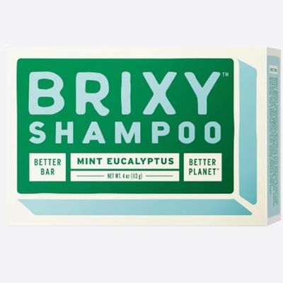 BRIXY Balance Shampoo Bar For Oily Hair, Argan Oil Provitamin B, Gently Removes Oil, Styling Product, Hard Water Build-up, pH Balanced, Color Safe, Vegan, Plastic Free - Mint Eucalyptus