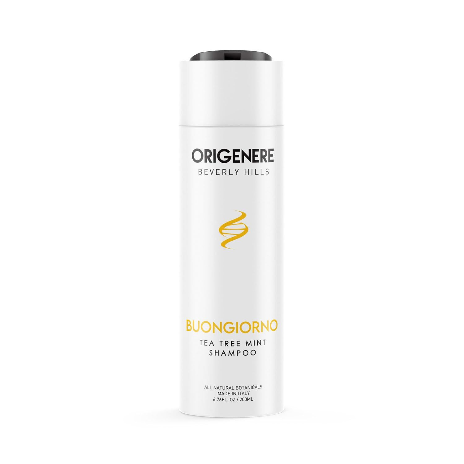 ORIGENERE Buongiorno Tea Tree Mint Shampoo. Physician formulated all-natural botanicals. Made in Italy with Tea Tree Oil, Rosemary, Aloe Vera, Peppermint Oil, and Citrus.