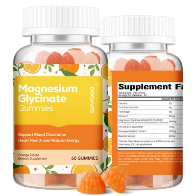 60 Count Magnesium Glycinate Gummies 400mg wAshwagandha Supplement - Sugar Free Zinc Magnesium Glycinate Supplement Ashwagandha Gummies for Adults