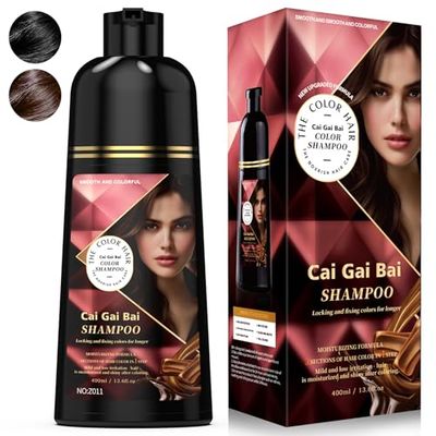 SHABEIBEI Hair Dye Shampoo All IN 1, Hair Color Shampoo for Gray Hair Coverage For Women Men Natural Herbal Ingredients Semi Permanent Grey Hair Cover Treated,16 Fl Oz (Black)