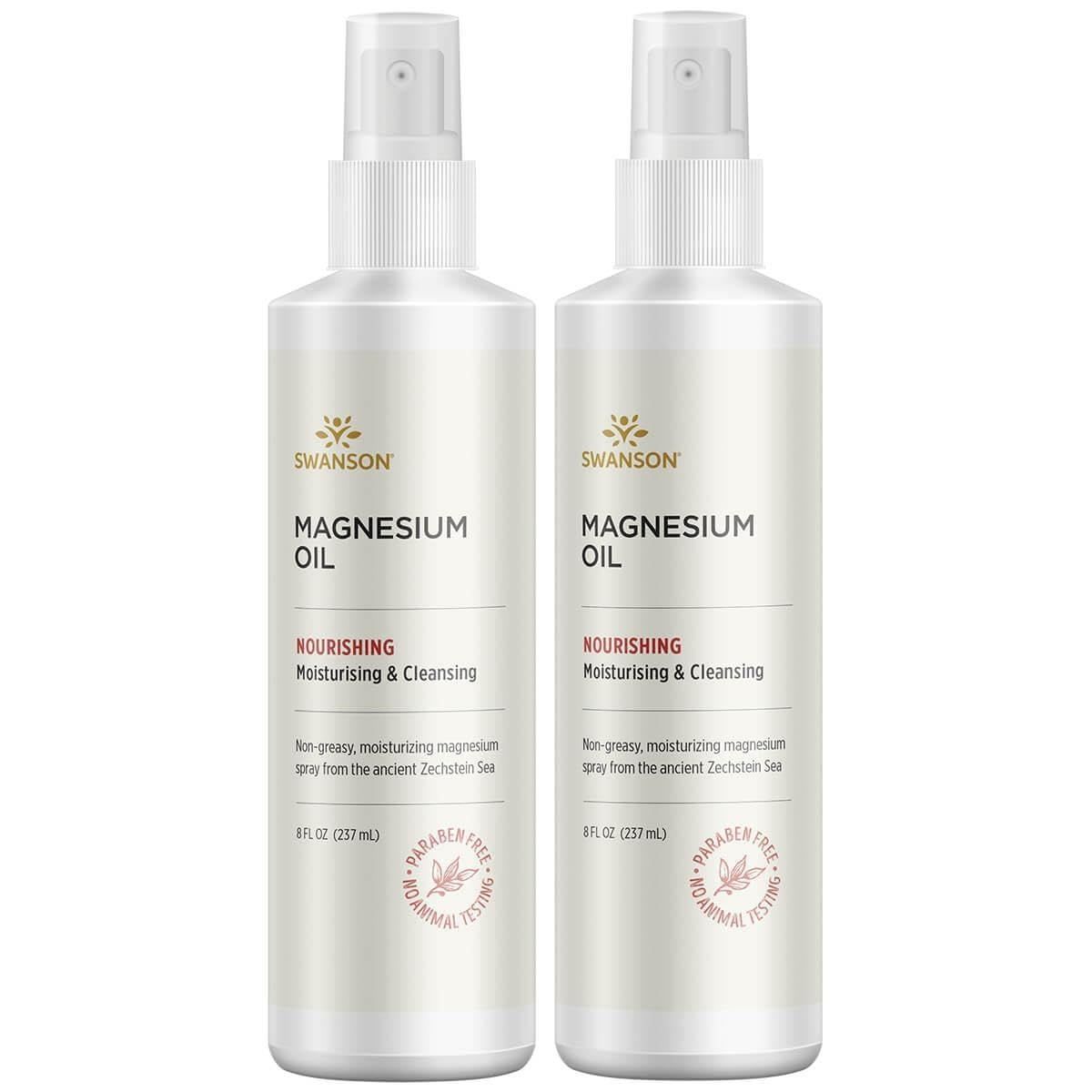 Swanson Magnesium Oil Spray Zechstein Magnesium Soothes Muscles Nourishes Skin Stress Relief Sleep Rapid Absorption Dr. Barbara Hendel&#39;s Formula 8 fl oz (237 ml) Liquid (2 Pack)