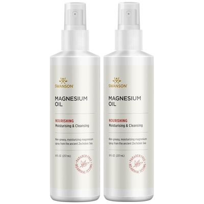 Swanson Magnesium Oil Spray Zechstein Magnesium Soothes Muscles Nourishes Skin Stress Relief Sleep Rapid Absorption Dr. Barbara Hendel&#39;s Formula 8 fl oz (237 ml) Liquid (2 Pack)