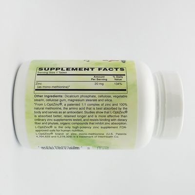 Holly Hill Health Foods, Zinc 20 MG, 250 Tablets
