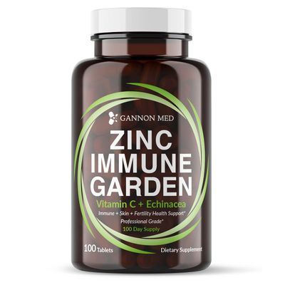GANNON MED Chelated Zinc 50mg Immune Garden Vitamin C 800mg Zinc Supplements Echinacea 600mg per Tablet - Immunity Skin Reproductive Health Minerals - Zinc Chelate Immune Booster for Kids Adults