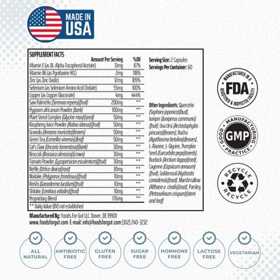Innovative Prostate Formula for Men with Saw Palmetto, Pumpkin Seed, Zinc 120 Vegetarian Capsules Support Urinary Function, Prostate Health Better Sleep