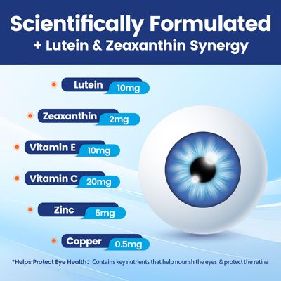 VivoNu 120pcs Lutein Eye Vitamins Supplement for Macular Health and Dry Eye, Contains Lutein, Zinc, Vitamins CE Zeaxanthin to Support Eye Health (120pcs)