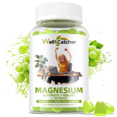 Magnesium Complex Gummies for Adults: Triple Magnesium Supplement Sugar Free Magnesium Glycinate Malate Taurate Gummies for Men Women Support Sleep Mood Bones Muscle Heart Health Organic 60CT
