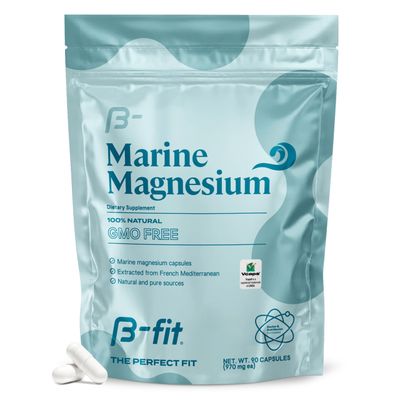 B-FIT B Marine Magnesium - 90 Capsules - 3-Month Supply - High Bioavailability Magnesium Supplement - No Additives Gluten Free - Good Absorption - Simag Certified
