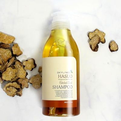Skylake Hasuo Herbal Cool Shampoo with Fallopia Multiflora and Peppermint - Refreshing, Cleansing, and Cooling for the Hair - Unisex Herbal Formula