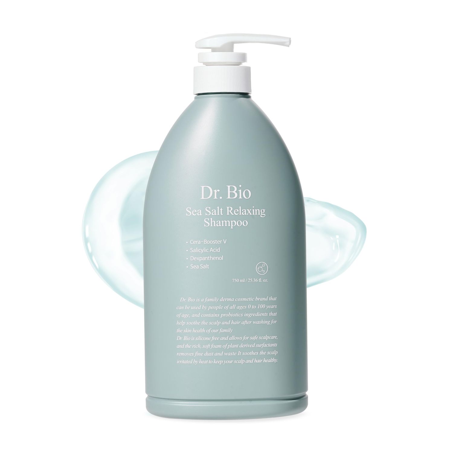 Dr.Bio Sea Salt Relaxing Shampoo with Probiotics and Cica, Vegan Hair Loss Shampoo for Thinning Hair, Volumizing and Thickening, Hydrating and Scalp Care, Silicone Paraben Free, Korean Hair Care
