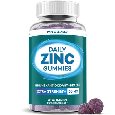 Zinc Gummies 50 mg, Daily Support, Immune System, Enzyme Functions, Natural Energy - 70 Gummies, 35 Day Supply (1-Pack)