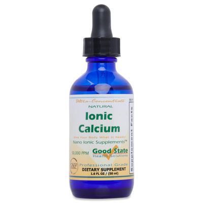 Good State Natural Ionic Calcium Liquid Concentrate Nano Sized Mineral Technology Professional Grade Dietary Supplement Supports Healthy Bones, Tendons Ligaments 1.6 Fl oz Bottle (50 mL)