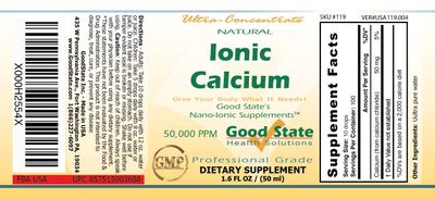Good State Natural Ionic Calcium Liquid Concentrate Nano Sized Mineral Technology Professional Grade Dietary Supplement Supports Healthy Bones, Tendons Ligaments 1.6 Fl oz Bottle (50 mL)
