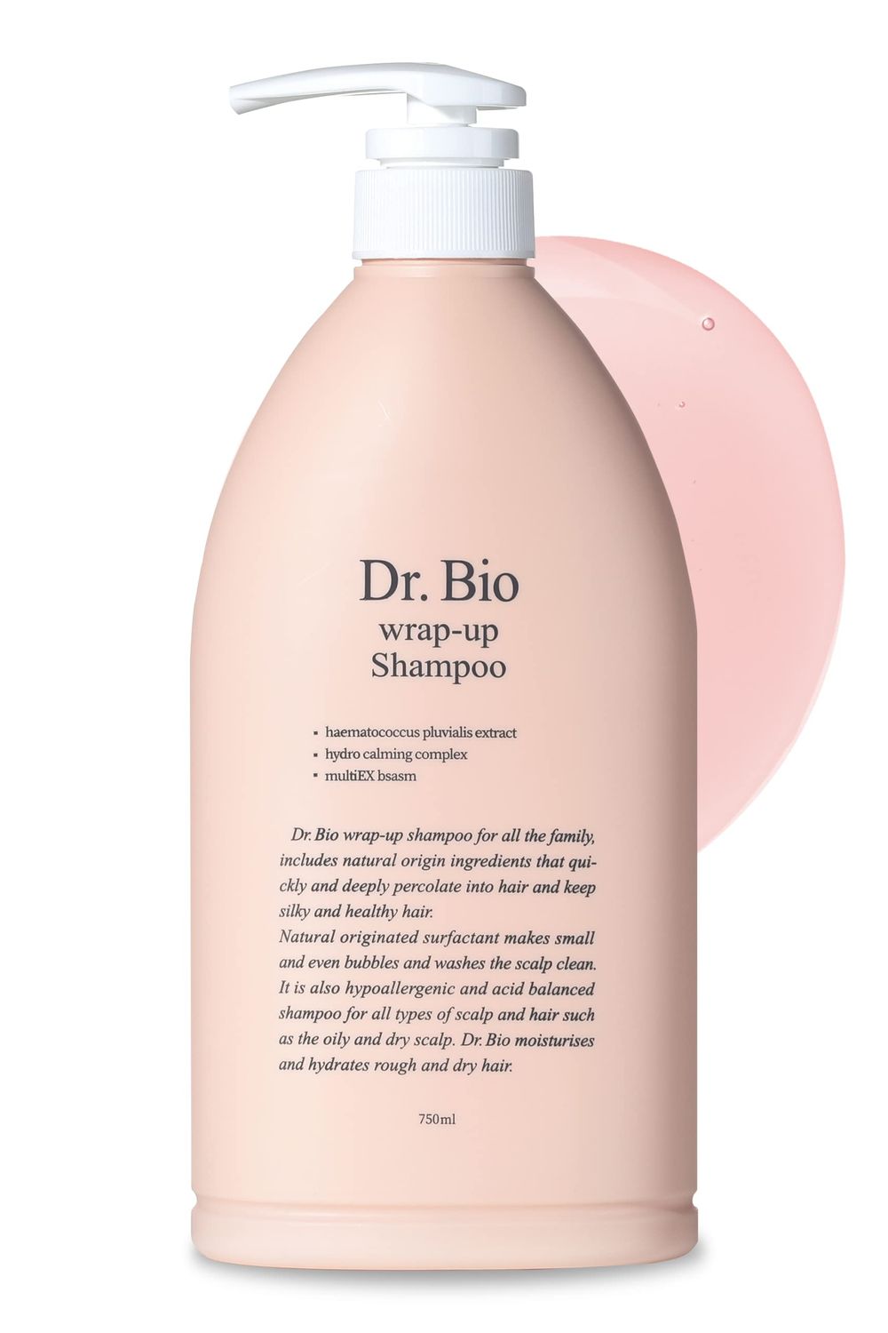 Dr.Bio Wrap-Up Shampoo, Hydrating and Soothing Hair Shampoo with Probiotcs and Cica, Hair and Scalp Care for Sensitive Scalp, Smooth and Shiny Hair, Vegan, Silicone Paraben Free, Korean Hair Care