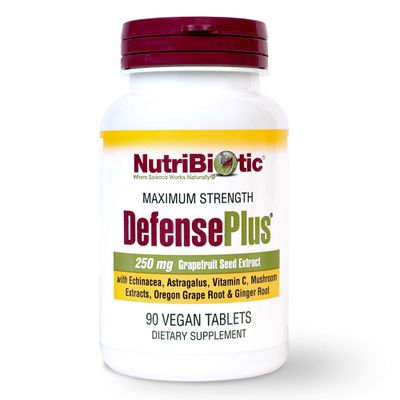 NutriBiotic - DefensePlus, 90 Tablets - 11 in 1 Immune Support with Vitamin C, Zinc, Grapefruit Seed Extract, Echinacea, Astragalus Root Immune Boosting Extracts Mushrooms - Vegan Gluten Free