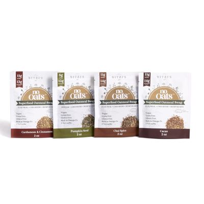 Witzi&#39;s No Oats Overnight Oatmeal Alternative, Variety Pack, 2oz (Pack of 4), Grain Free, Gluten Free, Low Carb, No Sugar, Vegan, Keto, Superfood Seed Mix