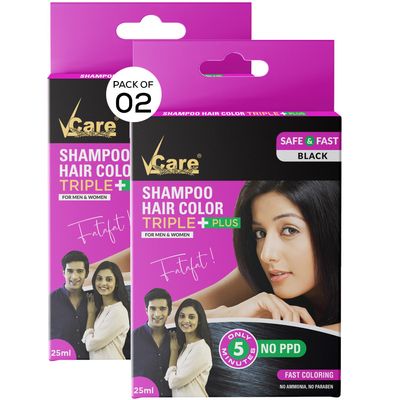 Vcare Shampoo Hair Color, Black, 25Ml