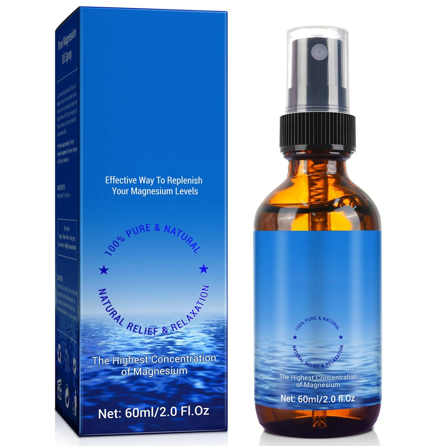 Magnesium Oil Spray - Magnesium Oil for Feet - 100 Pure Magnesium Oil Spray Organic Natural Magnesium Spray - Nourish The Skin - Easy to Absorb and Use - Glass Bottle 1.69 fl oz