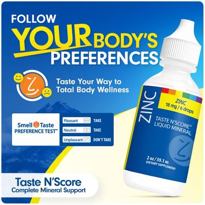 Taste N' Score Zinc Liquid Ionic Mineral Supplement 100 Pure 18 mg 118 Servings