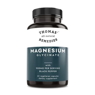 Thomas&#39; all-natural Remedies Magnesium Glycinate Supplements, High Absorption, Dietary Supplements for Muscle and Bone Support, Non-GMO, No Fillers, 60 Vegan Capsules