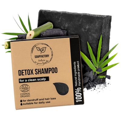 SoapFactory Dandruff Shampoo Bar for Oily Hair, Organic Hair Soap with Activated Charcoal for Men and Women, 100 Natural, Vegan, Handmade, 3 ounce