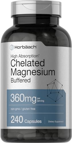Horb ach Chelated Magnesium 360mg 240 Capsules Non-GMO Gluten Free Supplement