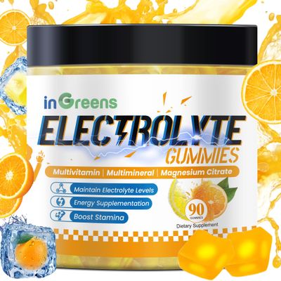 inGreens Natural Electrolyte Gummies with 6 Essential Electrolytes - Includes Vitamins, Magnesium, Electrolytes, for Runners, Endurance Sports, Hydration Electrolyte Chews - 90 Gummies