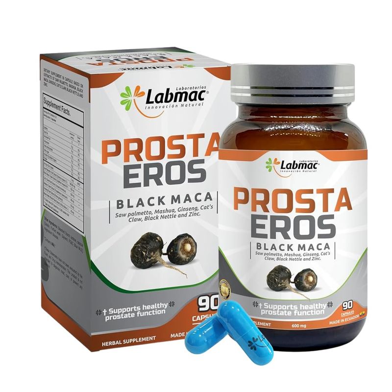 Prosta Eros - ProstaEros- Prostate Support Supplement - 7 Natural Ingredients - Black Maca, Saw Palmetto, Mashua, Cat's Claw, Gingseg, Black Nettle and Zinc Capsules 90 Count (Pack of 1)