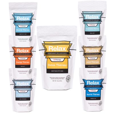 Relax Spa Bath, Epsom Dead Sea Salts, Aromatherapy Bath Salts for Hot Tub, Bath, or Spa, Infused with Magnesium, 32 oz Each, 7 Pack RX Therapy